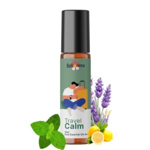 Travel Calm Roll-On | Natural Motion Sickness & Nausea Relief | For Car, Flight, Cruise & Morning Sickness | With Peppermint, Basil, Ginger, Cardamom, Lemon & Lavender Oils - 10ml