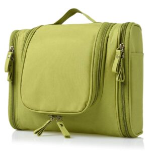 PETRICE Nylon Toiletry Bag for Women Makeup Pouch Waterproof Shower Wash Bag Cosmetic Organizer Case Travel Kit Pack with Hook (Green)