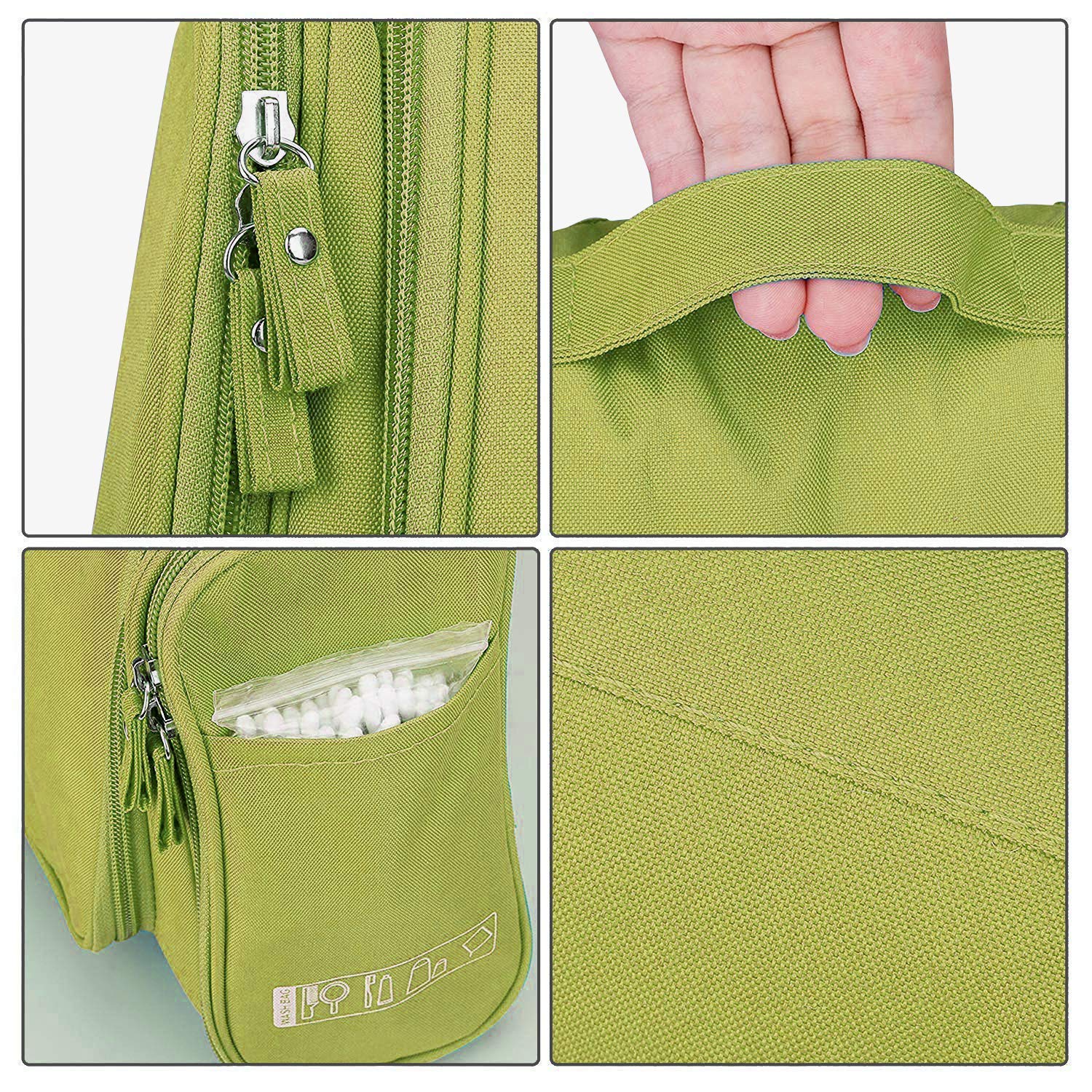 PETRICE Nylon Toiletry Bag for Women Makeup Pouch Waterproof Shower Wash Bag Cosmetic Organizer Case Travel Kit Pack with Hook (Green) - Image 7