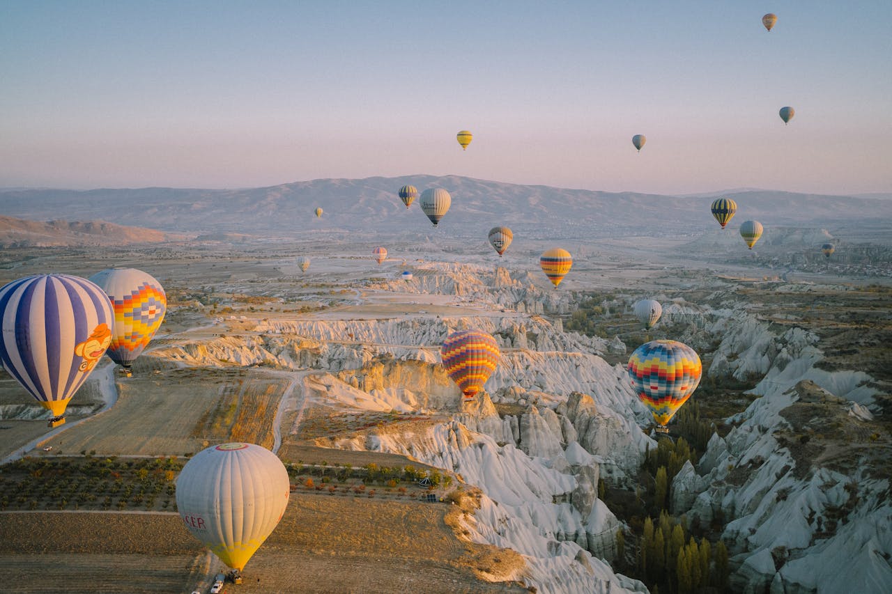 tarvel asia differently with hot air balloon in turkey